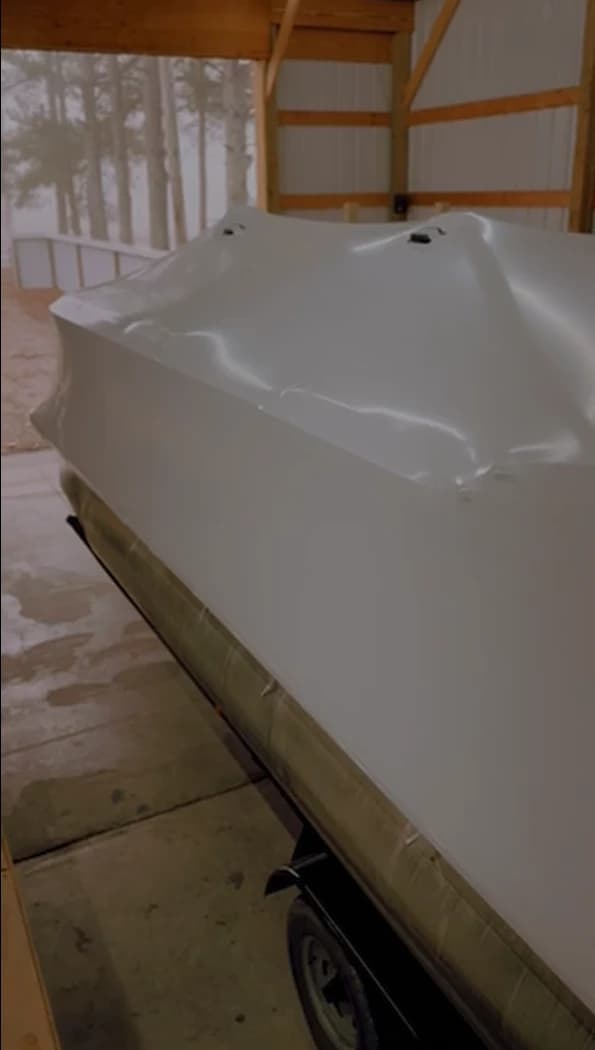 Boat stored with shrinkwrap at Clements Marine